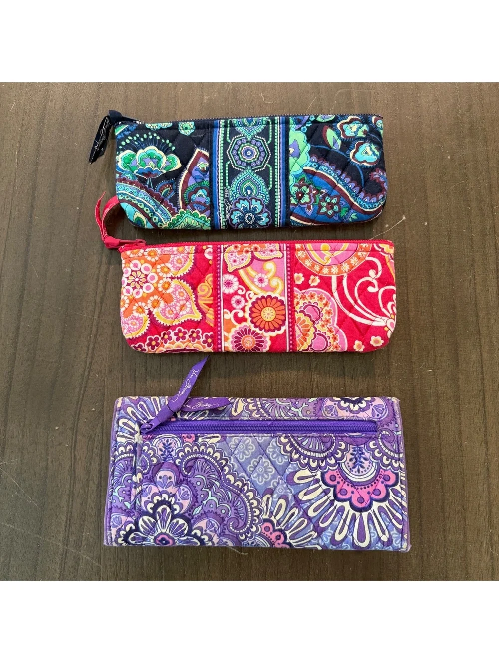 Vera Bradley Wallet Clutch Bundle Quilted Floral Cotton Zip Around Organizer Set